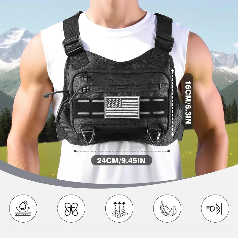 Chest Bag for Men and Women Running Chest Pack High Quality Running Vest with Phone Holder Running Backpack Tactical Chest Bag Pack for Sports Outdoor