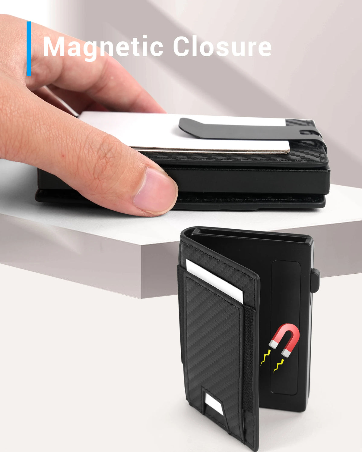 Rfid Blocking Wallet For Men Short Bifold Slim Pop Up Aluminum Card Holder Box With ID Case Metal Money Clip Gift Box Magnetic